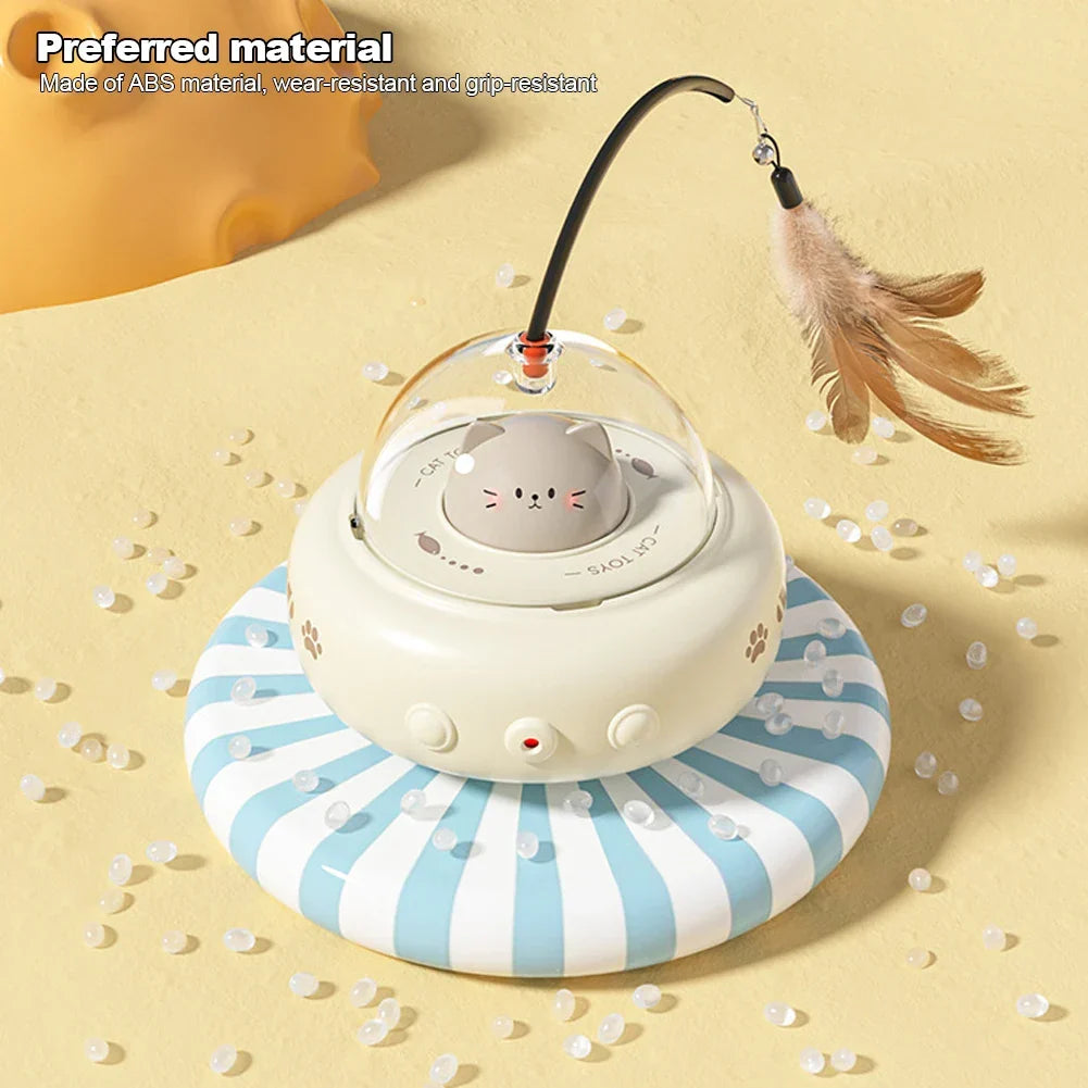 Rechargeable Electric Cat Toy with Feather Teaser Wand