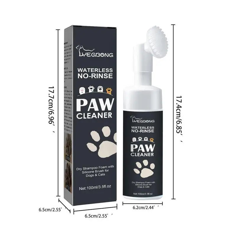 Rinse-Free Pet Paw Cleaning Foam with Silicone Brush