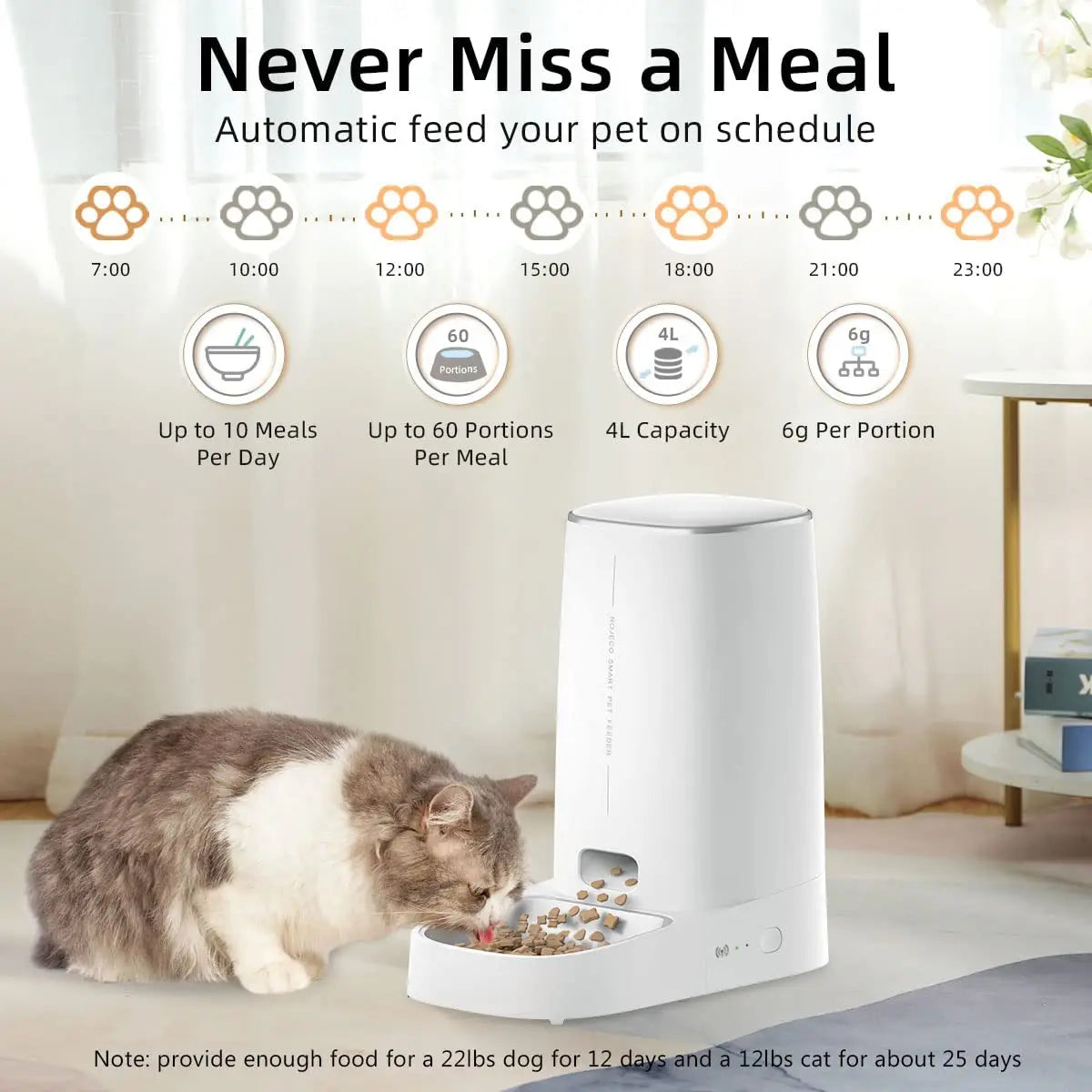Automatic Cat Feeder - Smart WiFi Dispenser with Remote Control