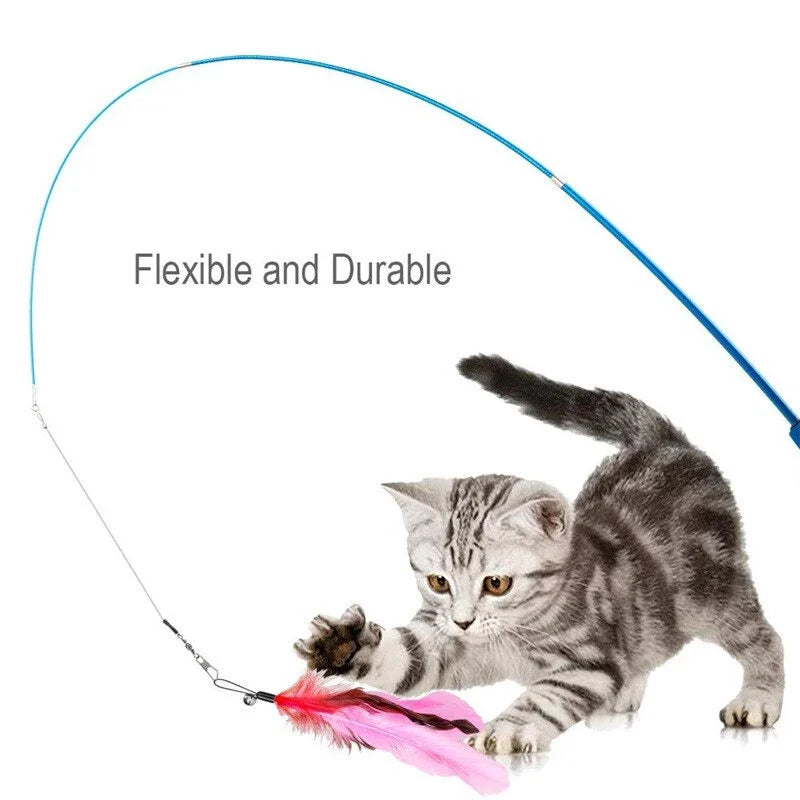Replacement Cat Feather Toy Set with Retractable Stick