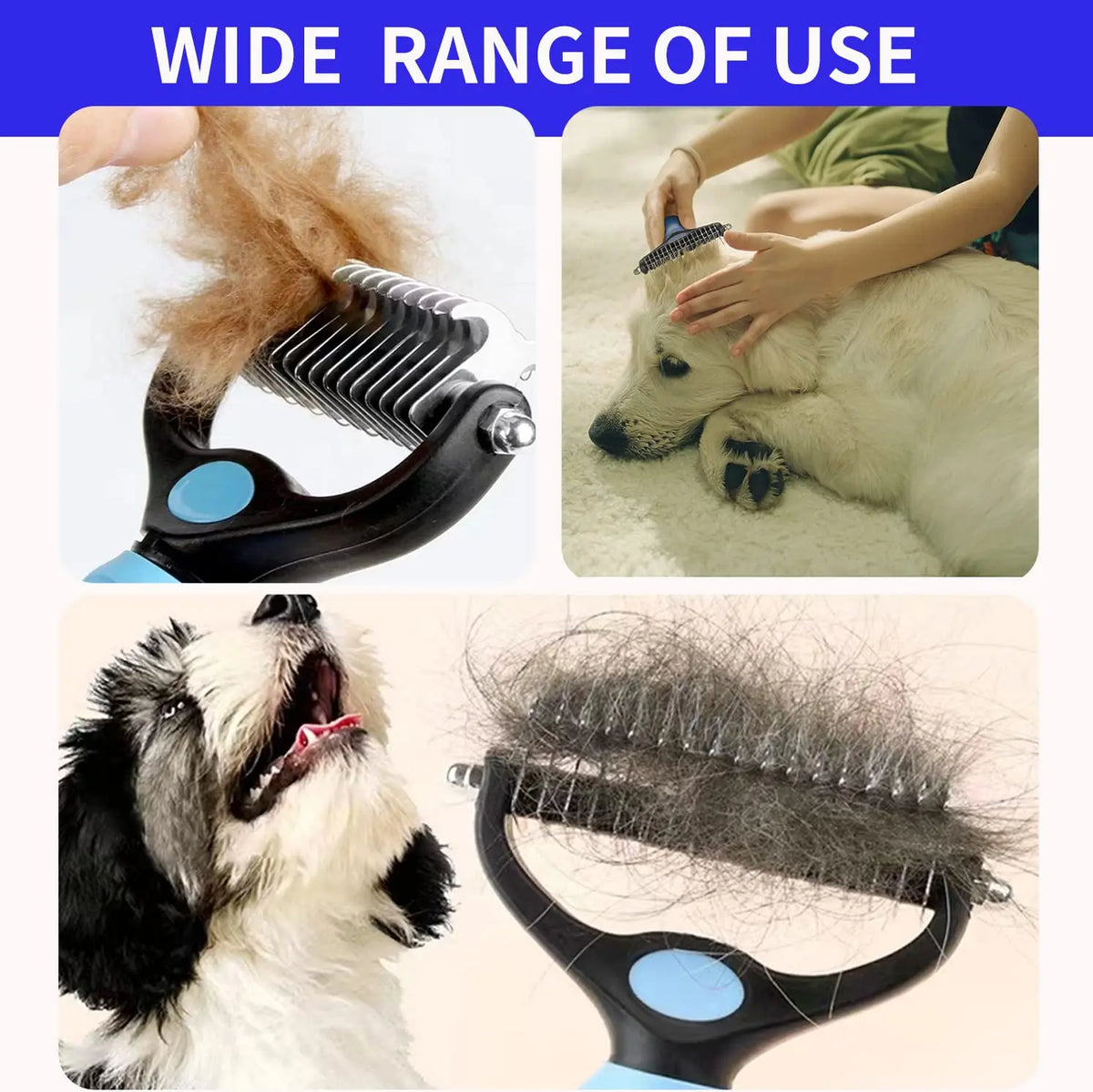 Deshedding Brush for Dogs & Cats - Fur Removal & Detangling Tool