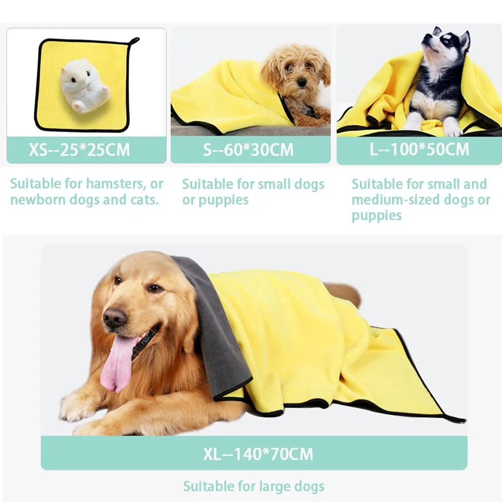 Absorbent Quick-Drying Pet Towels for Dogs & Cats