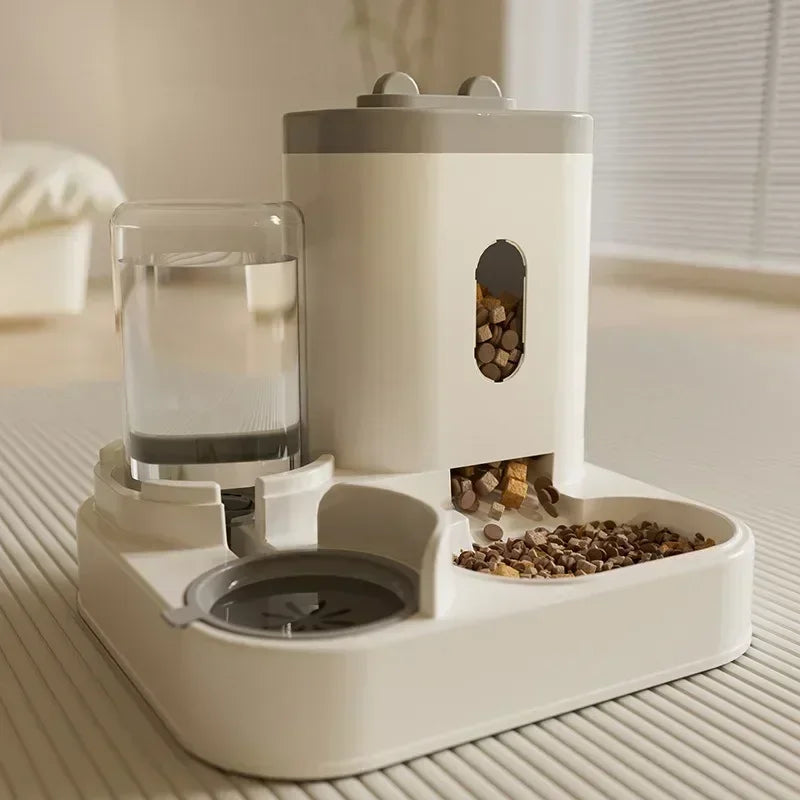 Automatic Pet Feeder & Water Fountain Bowl - Gray Dish