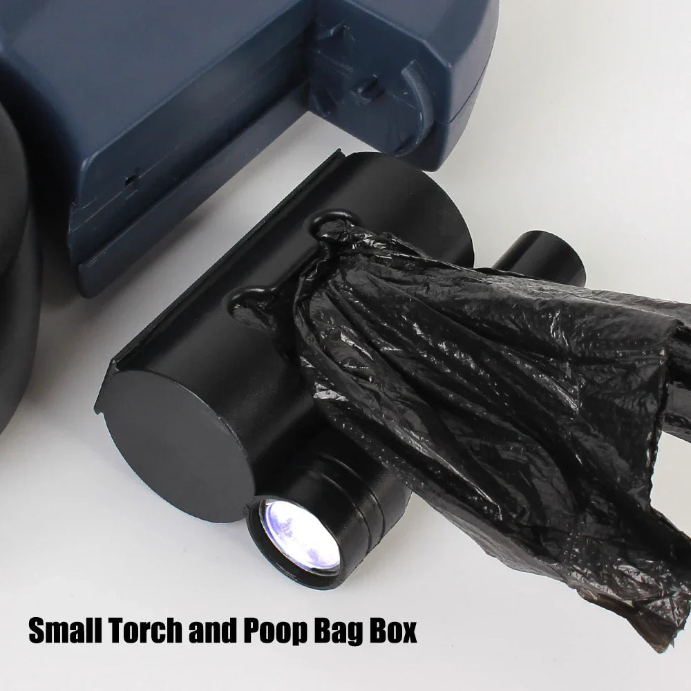 Retractable Dual Dog Leash with Flashlight and Waste Bag Holder