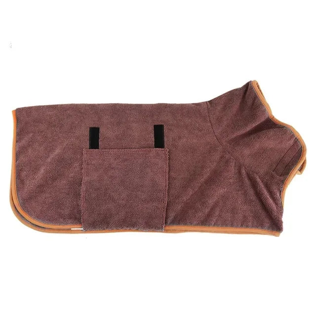 Microfiber Dog Bathrobe Towel - Adjustable Absorbent Drying Robe