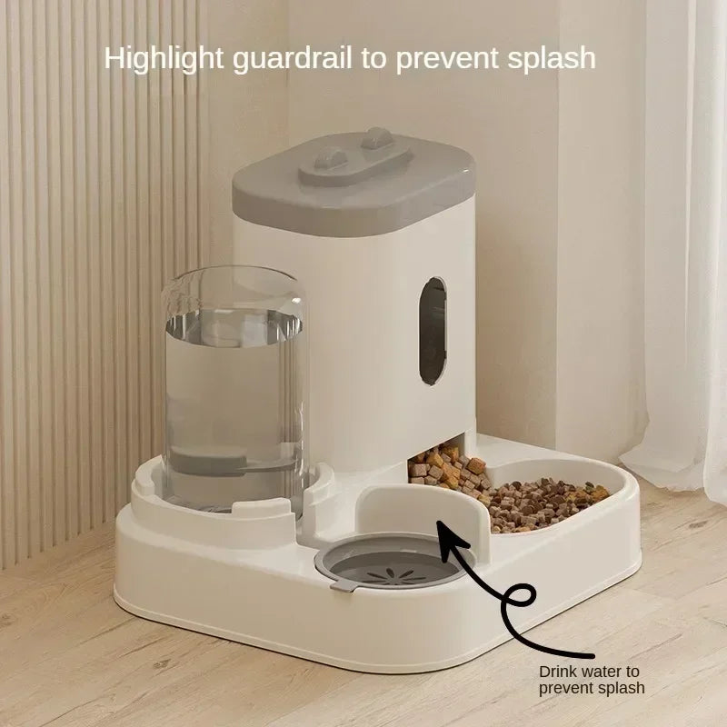 Automatic Pet Feeder & Water Fountain Bowl - Gray Dish