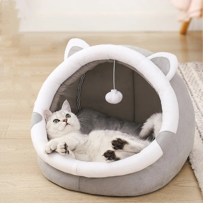 Cat Cave Bed - Cozy Semi-Enclosed Nest House