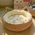 Handmade Vine Woven Cat Nest with Detachable Washable Pad