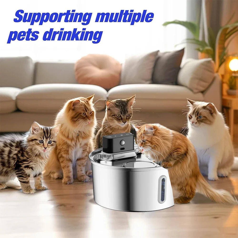 Stainless Steel Wireless Automatic Cat Water Fountain - 3.2L