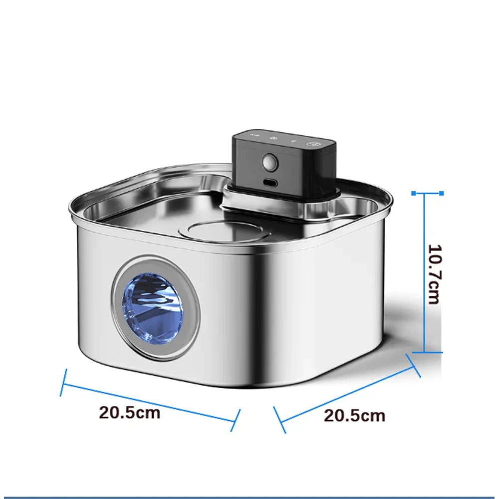 Stainless Steel Wireless Automatic Cat Water Fountain - 3.2L
