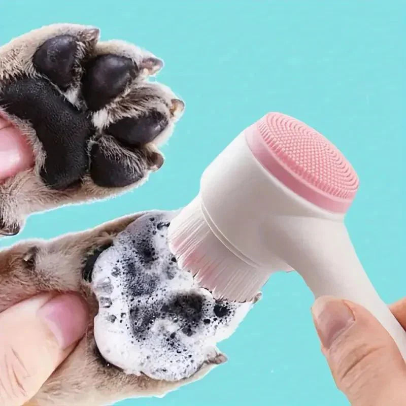Dual-Sided Silicone Pet Paw Cleaner & Massage Brush