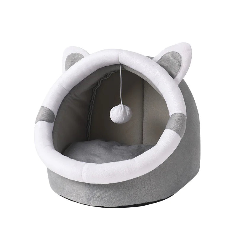 Cat Cave Bed - Cozy Semi-Enclosed Nest House