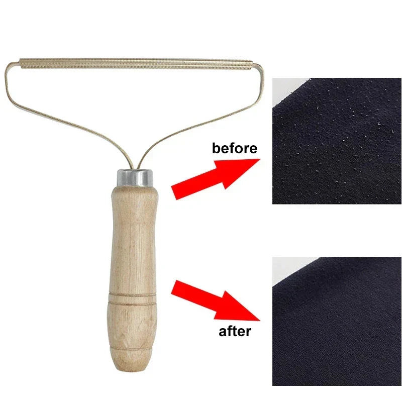 Wooden Handle Portable Lint Remover & Pet Hair Brush