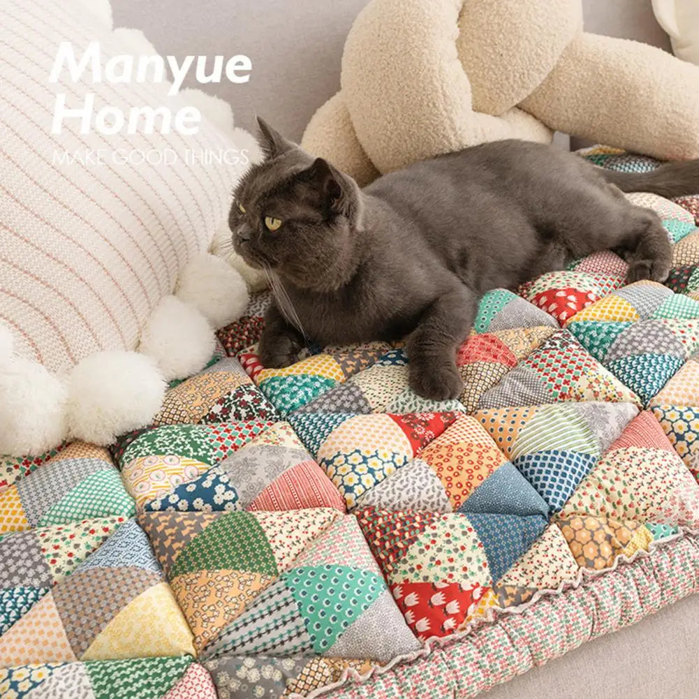 Bohemian Plush Non-Slip Sofa Cover with Floral Pattern