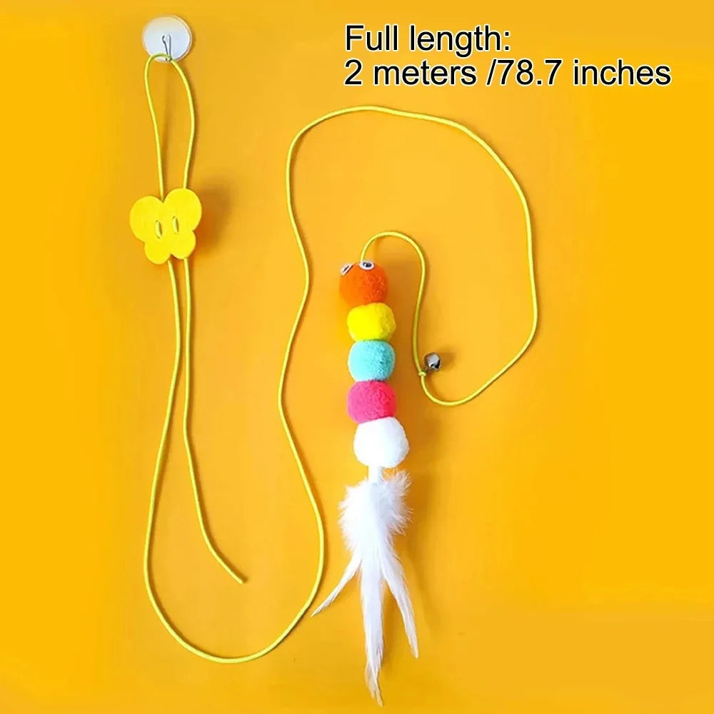 Interactive Elastic Rope Cat Toy with Bell and Dragonfly Plush