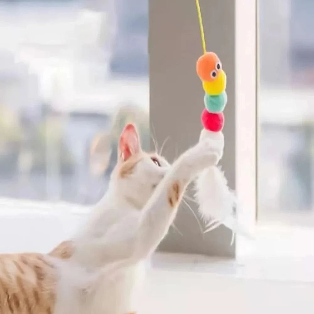Interactive Elastic Rope Cat Toy with Bell and Dragonfly Plush