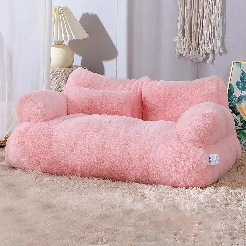 Luxury Plush Cat Bed Sofa - Warm Winter Nest for Small & Medium Pets