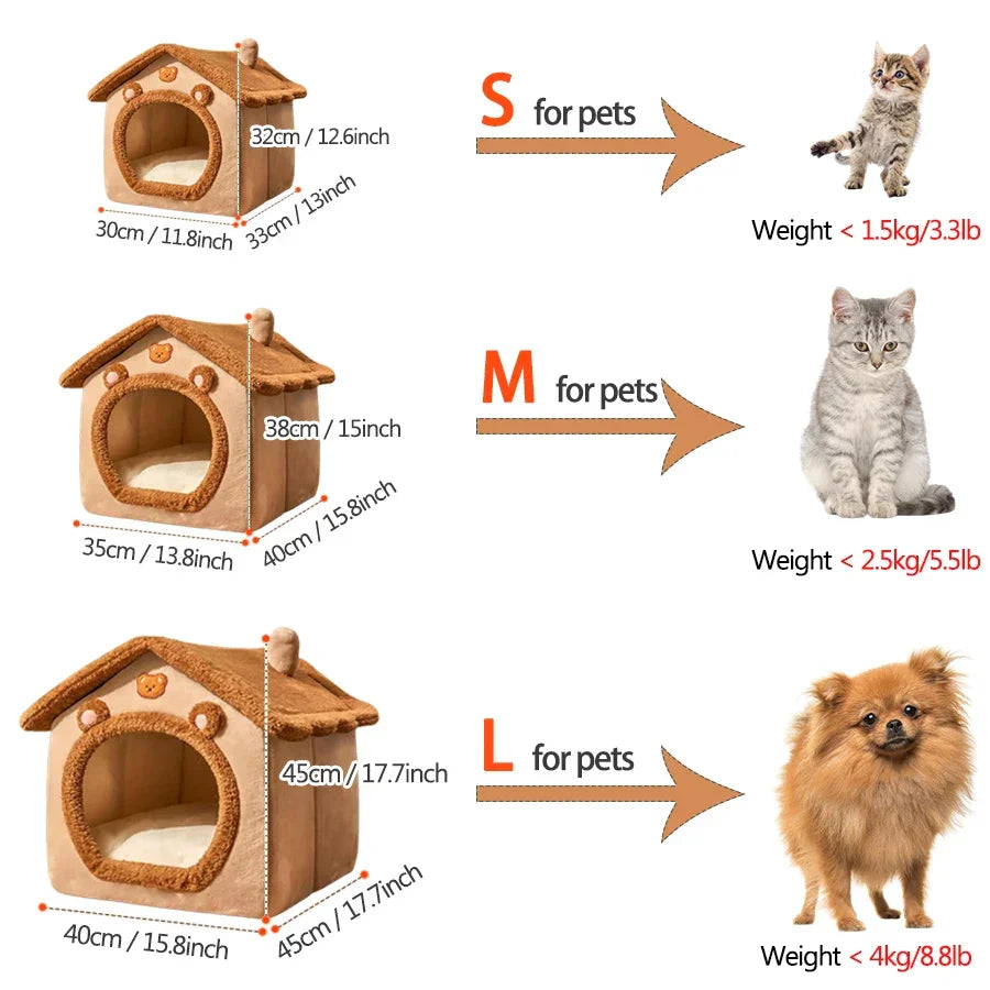 Foldable Washable Cat House for Small Pets