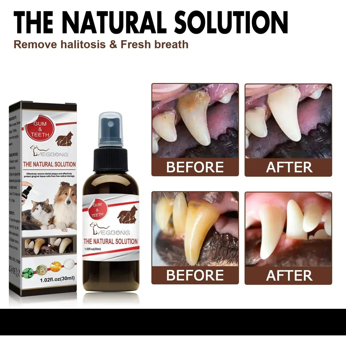 Pet Dental Spray for Dogs and Cats - Fresh Breath Oral Care