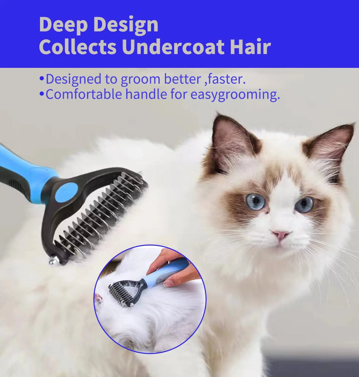 Deshedding Brush for Dogs & Cats - Fur Removal & Detangling Tool
