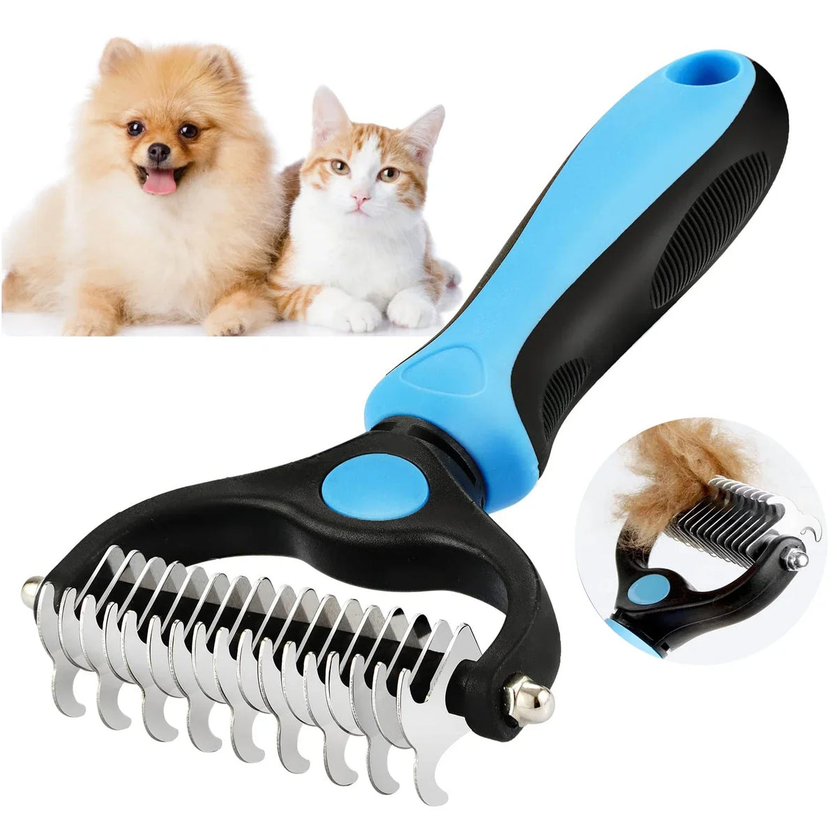 Deshedding Brush for Dogs & Cats - Fur Removal & Detangling Tool