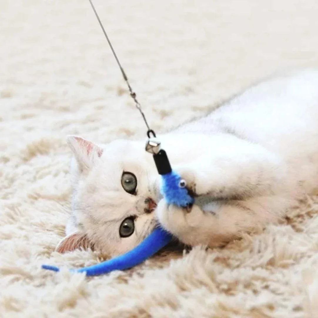 Replacement Cat Feather Toy Set with Retractable Stick