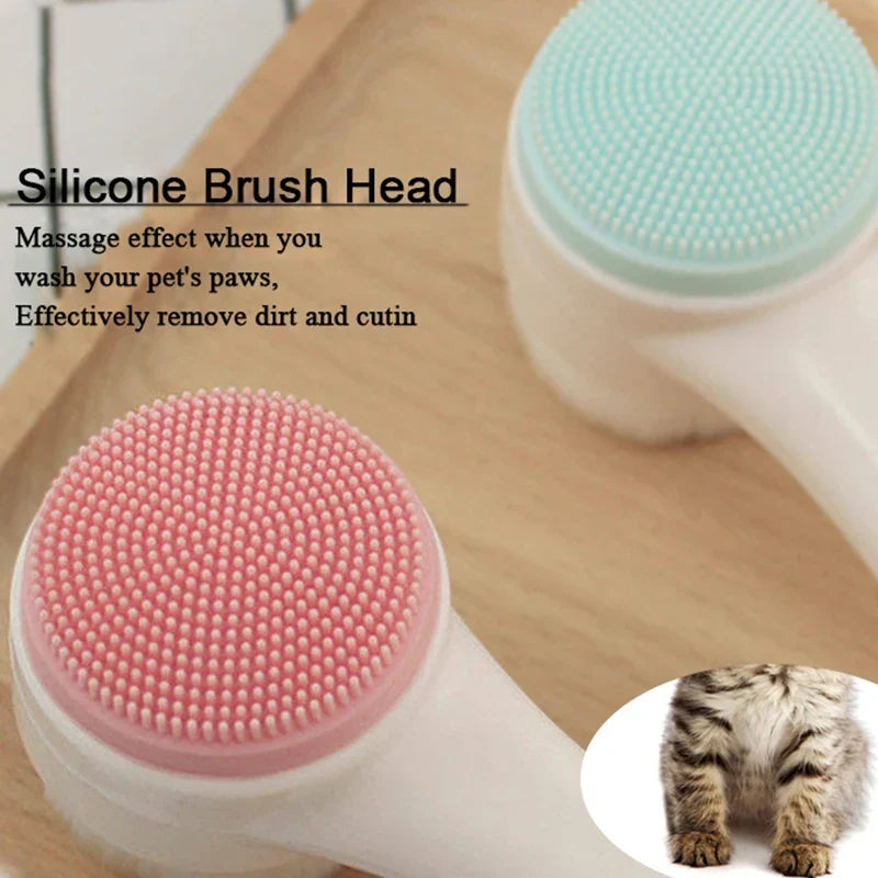 Dual-Sided Silicone Pet Paw Cleaner & Massage Brush