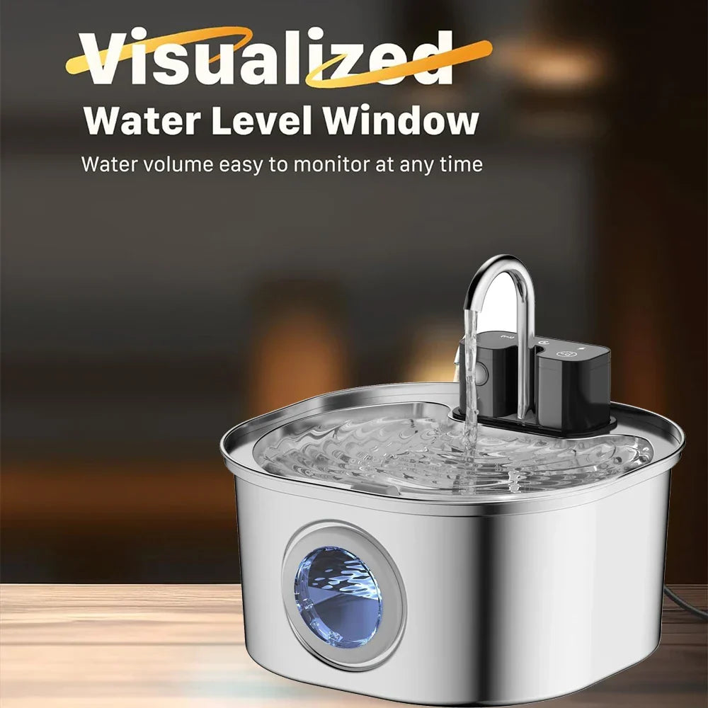 Stainless Steel Wireless Automatic Cat Water Fountain - 3.2L