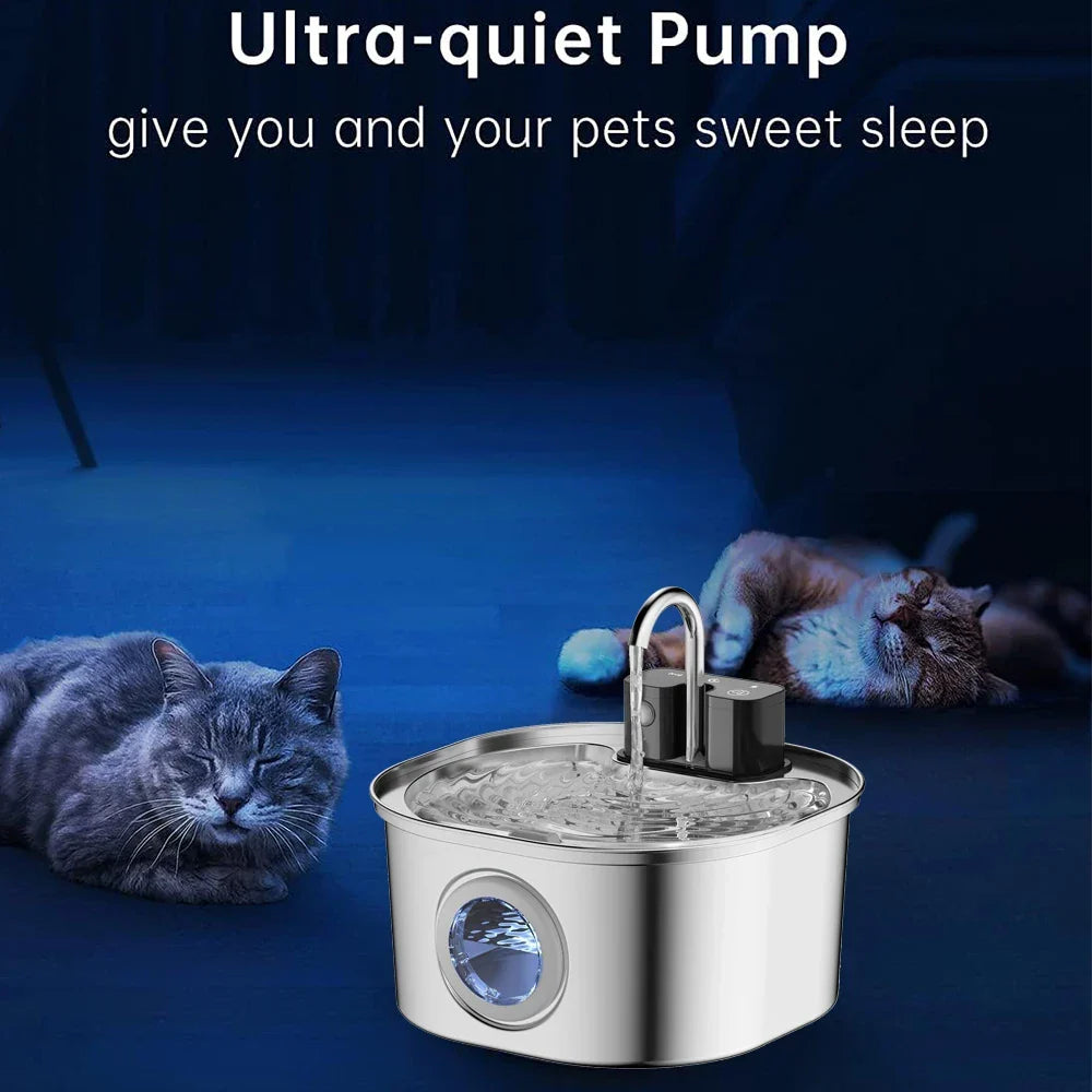 Stainless Steel Wireless Automatic Cat Water Fountain - 3.2L