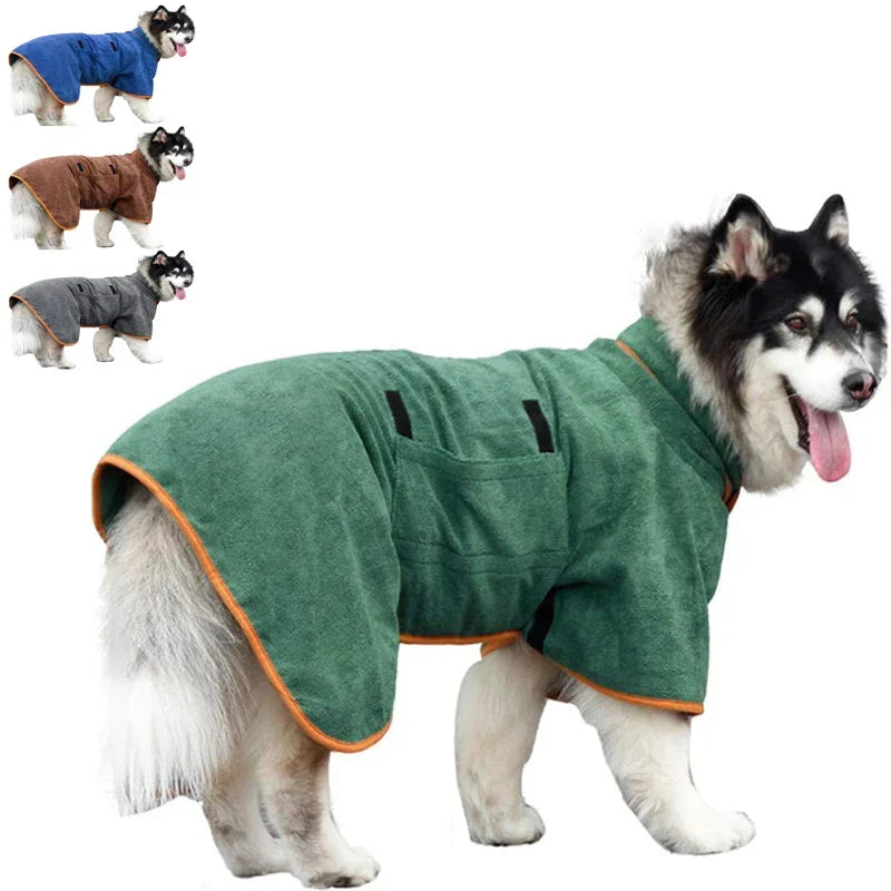 Microfiber Dog Bathrobe Towel - Adjustable Absorbent Drying Robe