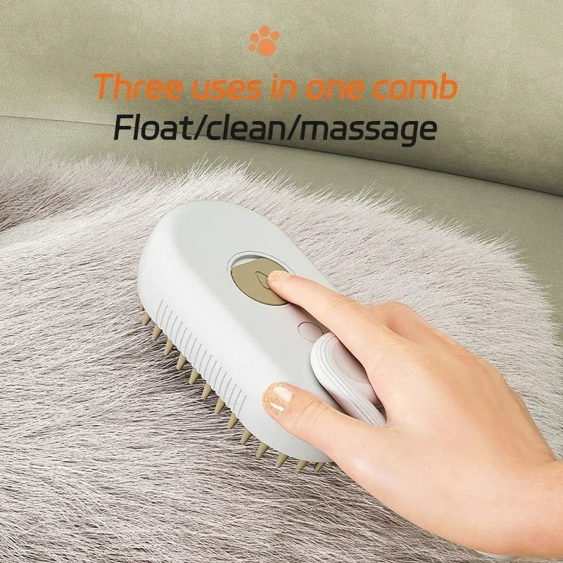 3-in-1 Dog & Cat Grooming Brush with Steam Spray and Massage Function