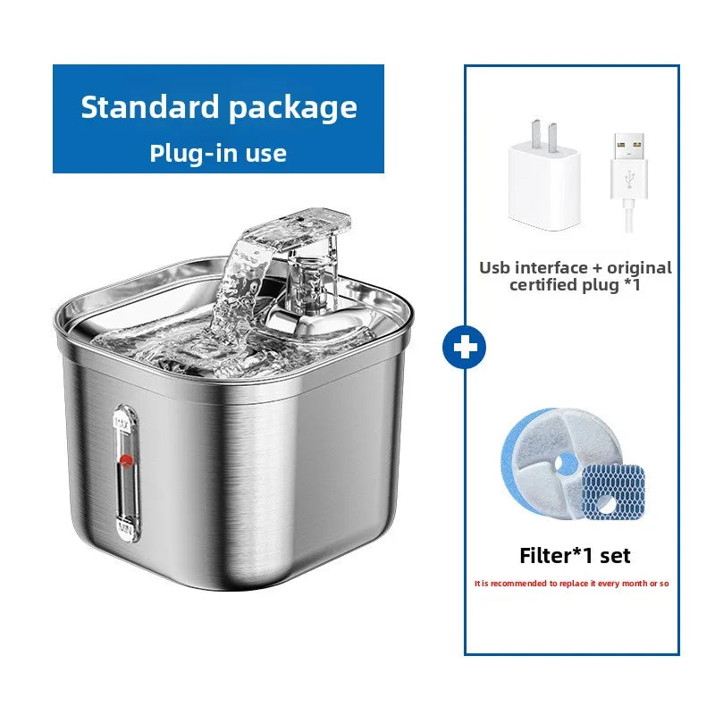 Stainless Steel Automatic Pet Water Dispenser with Smart Filtration