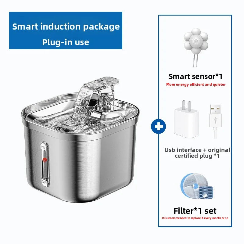 Stainless Steel Automatic Pet Water Dispenser with Smart Filtration