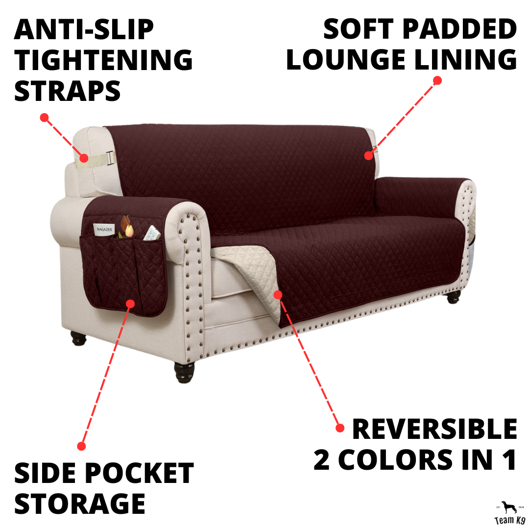 Reversible Couch Cover Furniture Protector with Side Pockets