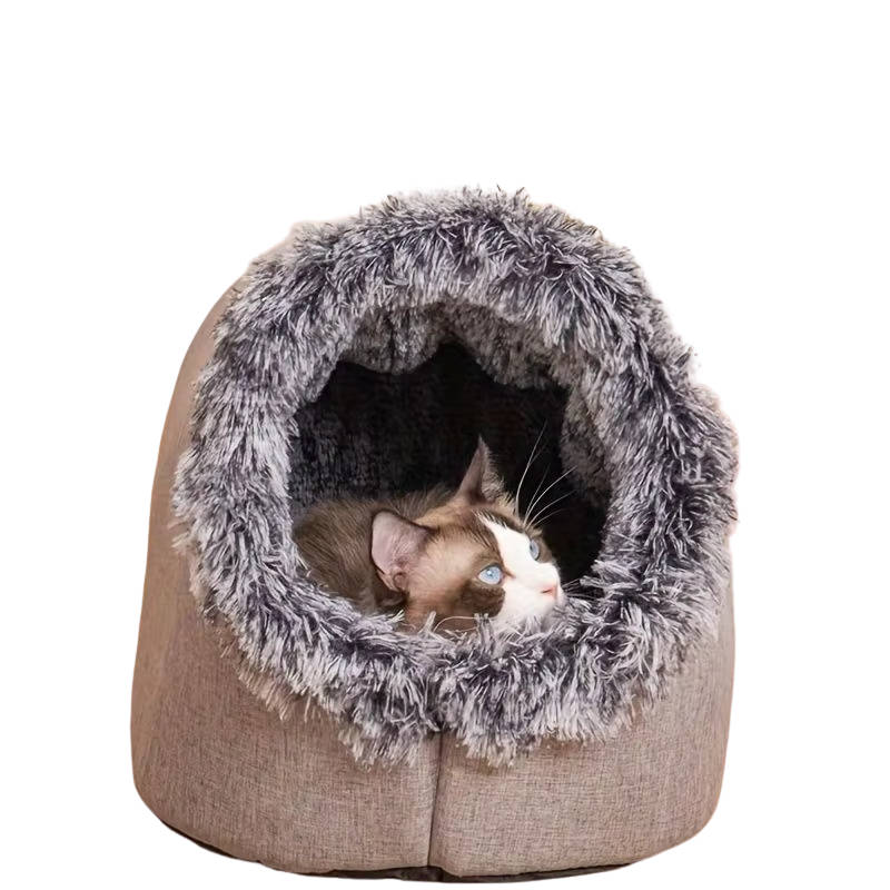 Insulated Cave-Style Winter Bed for Cats