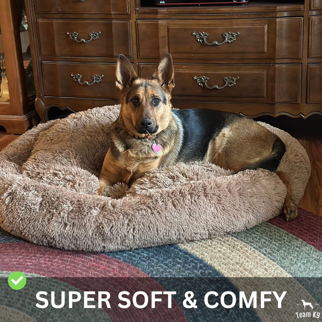Calming Dog Bed - Ultra Plush Cozy Nest with Raised Rim