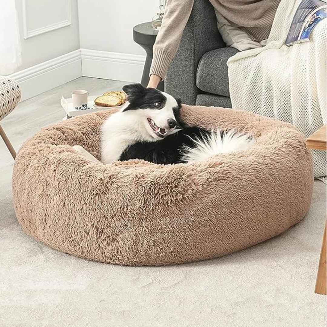 Calming Dog Bed - Ultra Plush Cozy Nest with Raised Rim