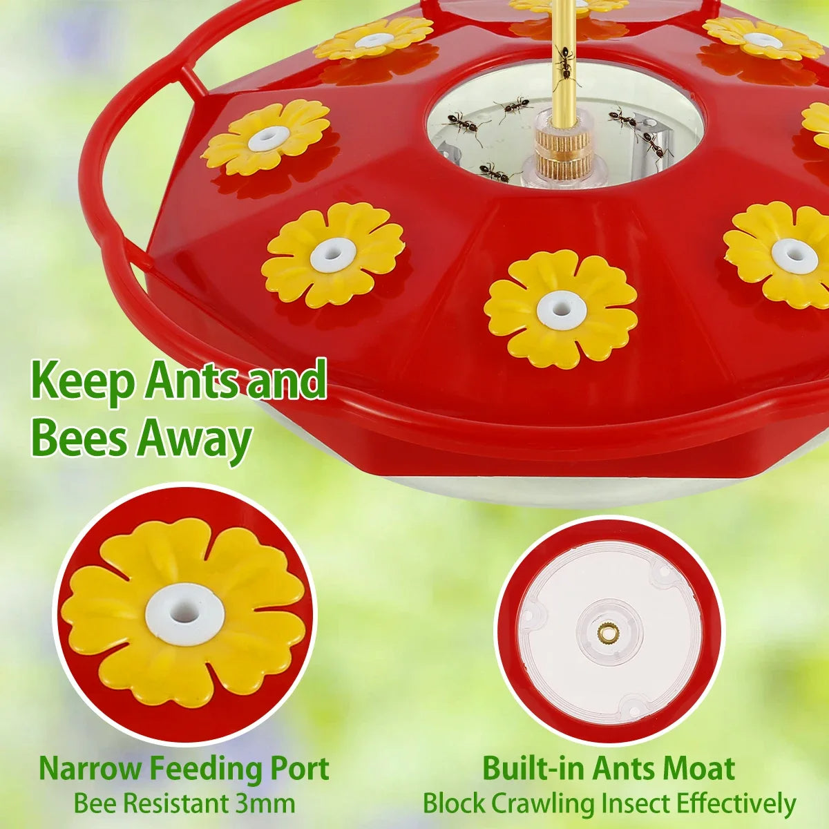 Flower-Shaped Hummingbird Feeder - 8 Port Hanging Feeder