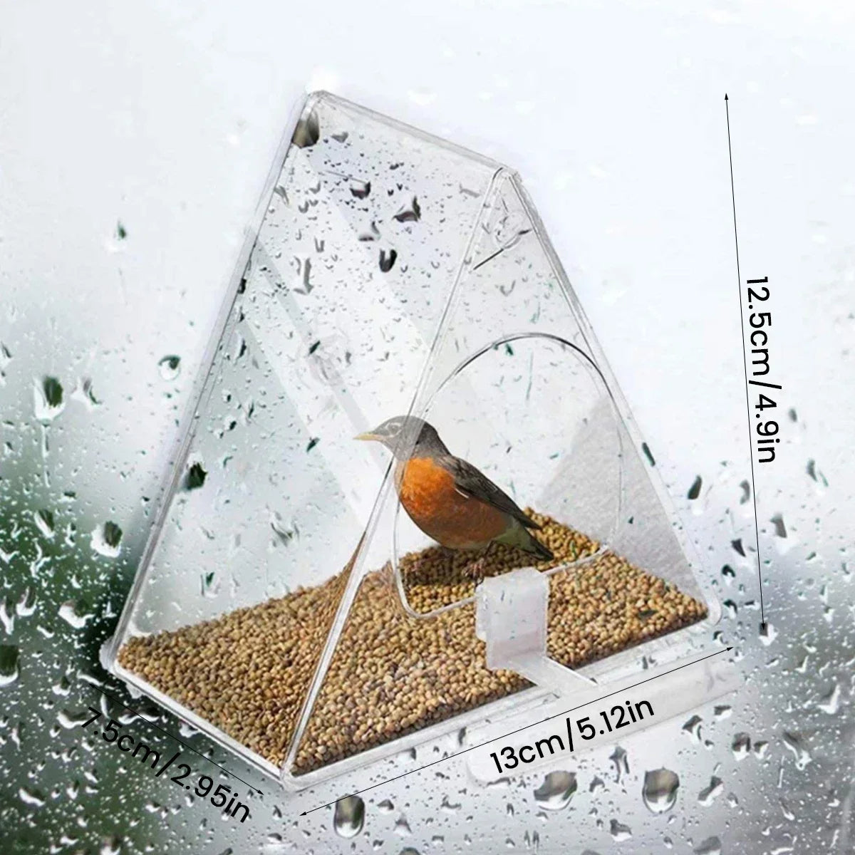Clear Acrylic Suction-Mount Bird Feeder for Outdoor Viewing
