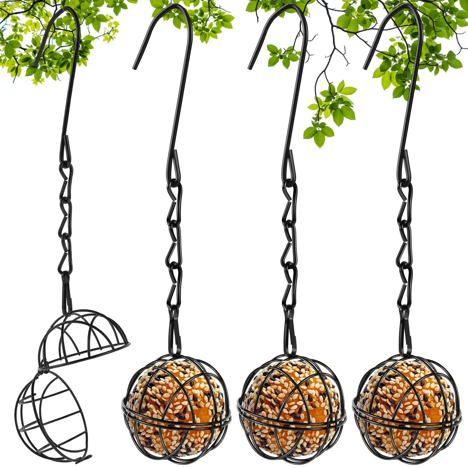 4-Piece Metal Hanging Bird Feeder Set
