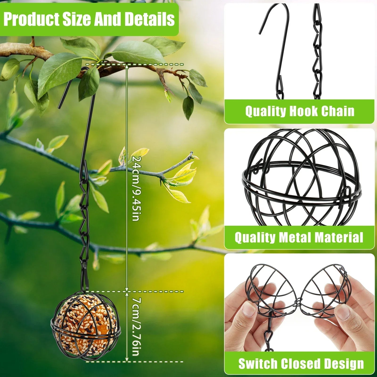4-Piece Metal Hanging Bird Feeder Set