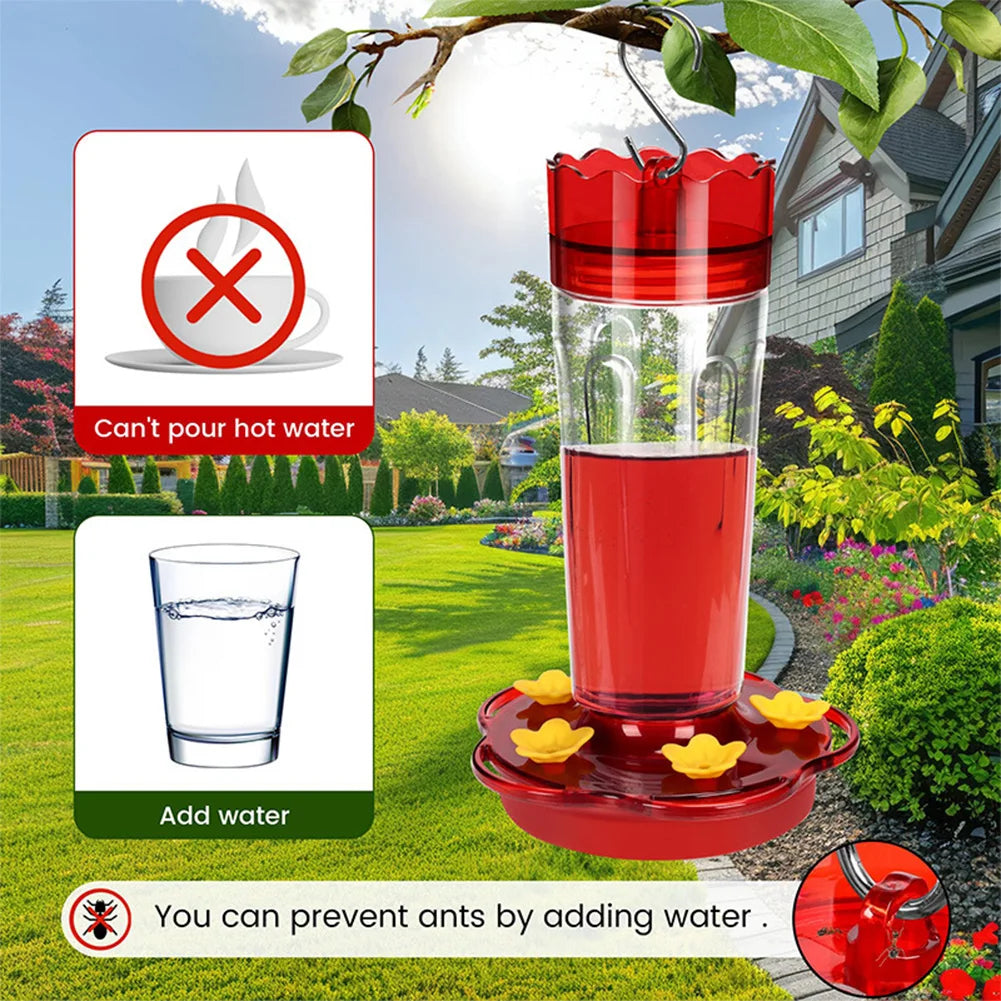 Large Capacity Red Hummingbird Feeder with Hanging Hook