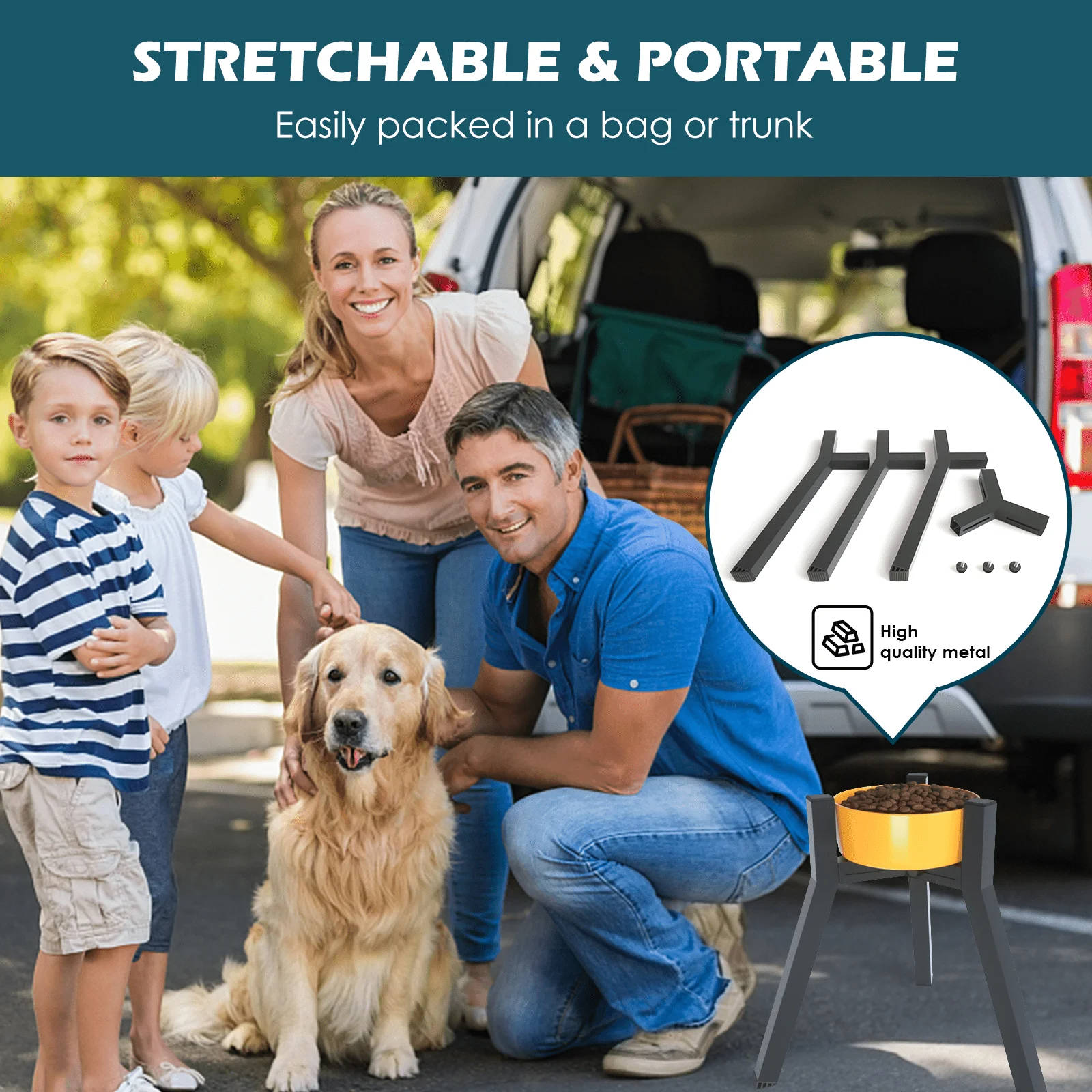 Elevated Dog Bowl Stand - Adjustable Foldable Feeder