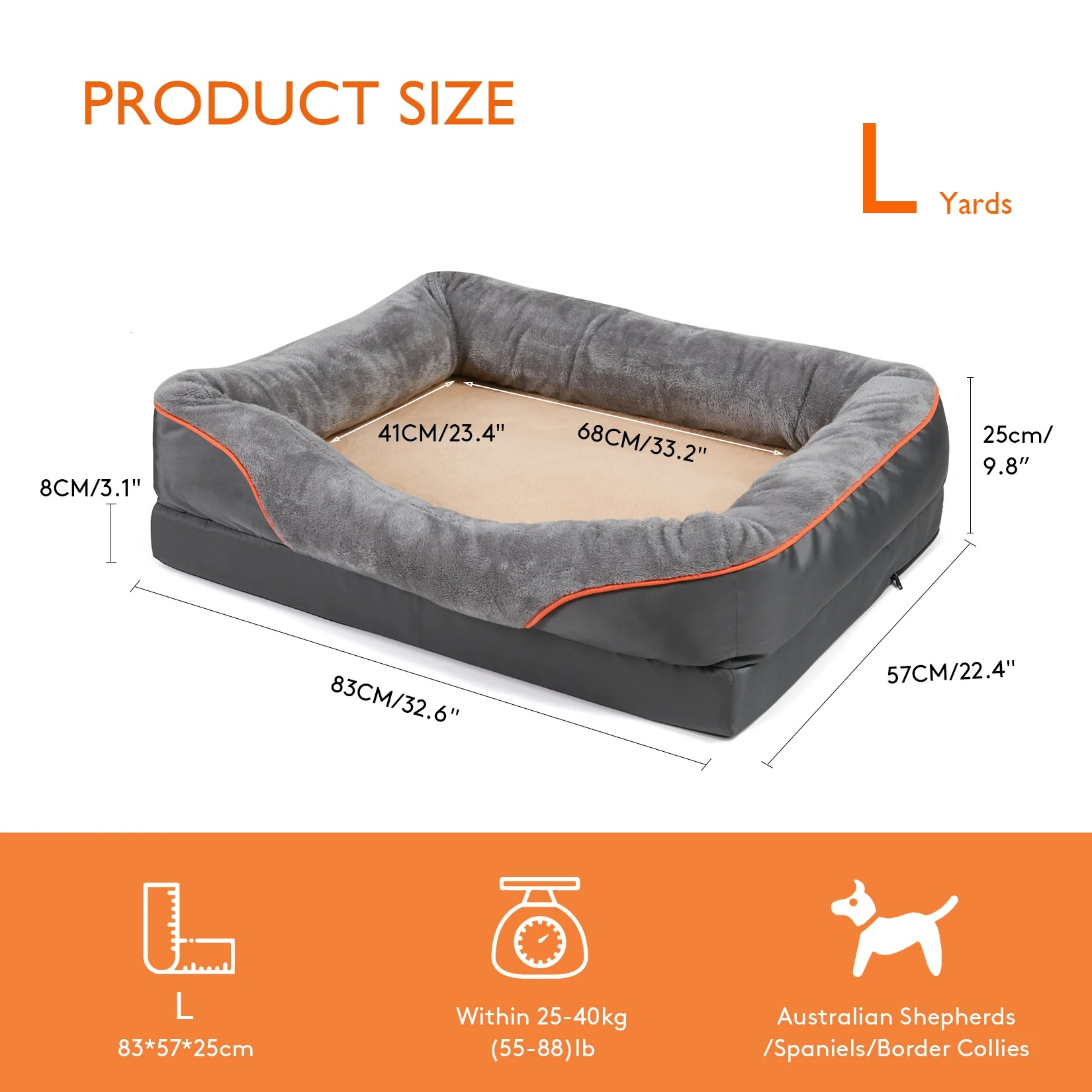 Orthopedic Foam Dog Bed with Raised Sides