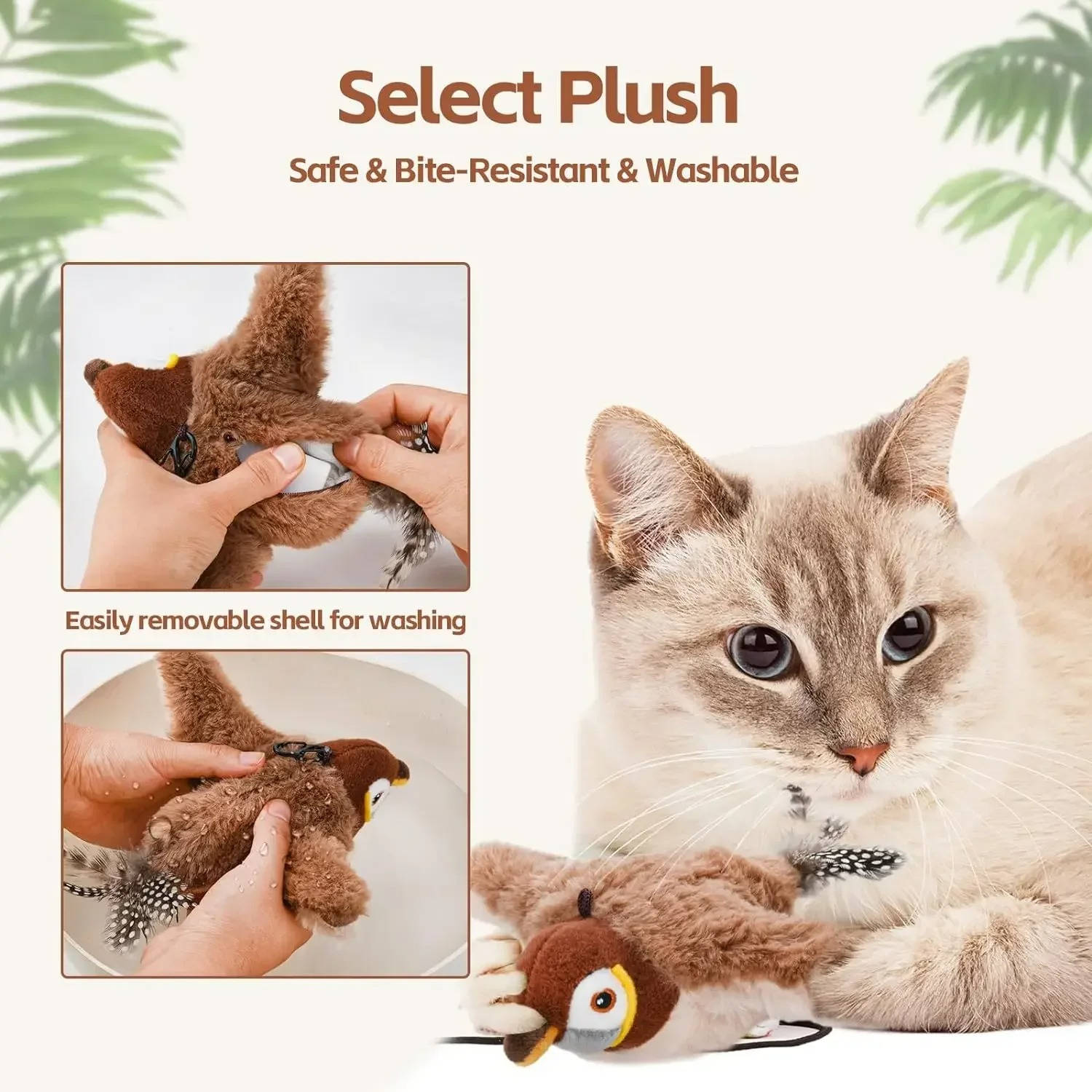Interactive Chirping Bird Cat Chase Toy