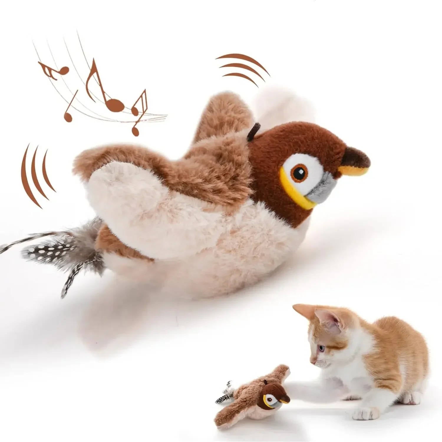 Interactive Chirping Bird Cat Chase Toy