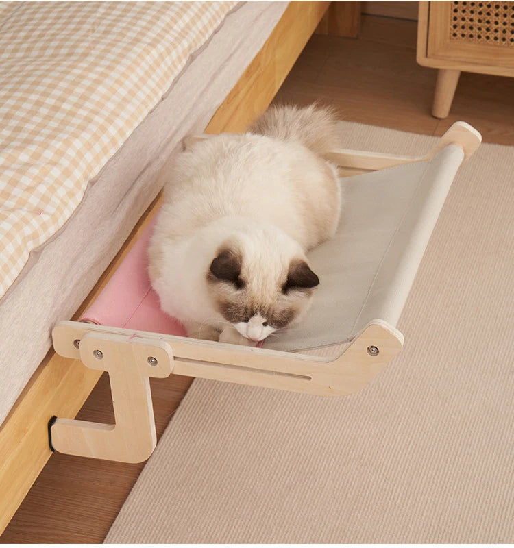 Elevated Wooden Cat Hammock Bed