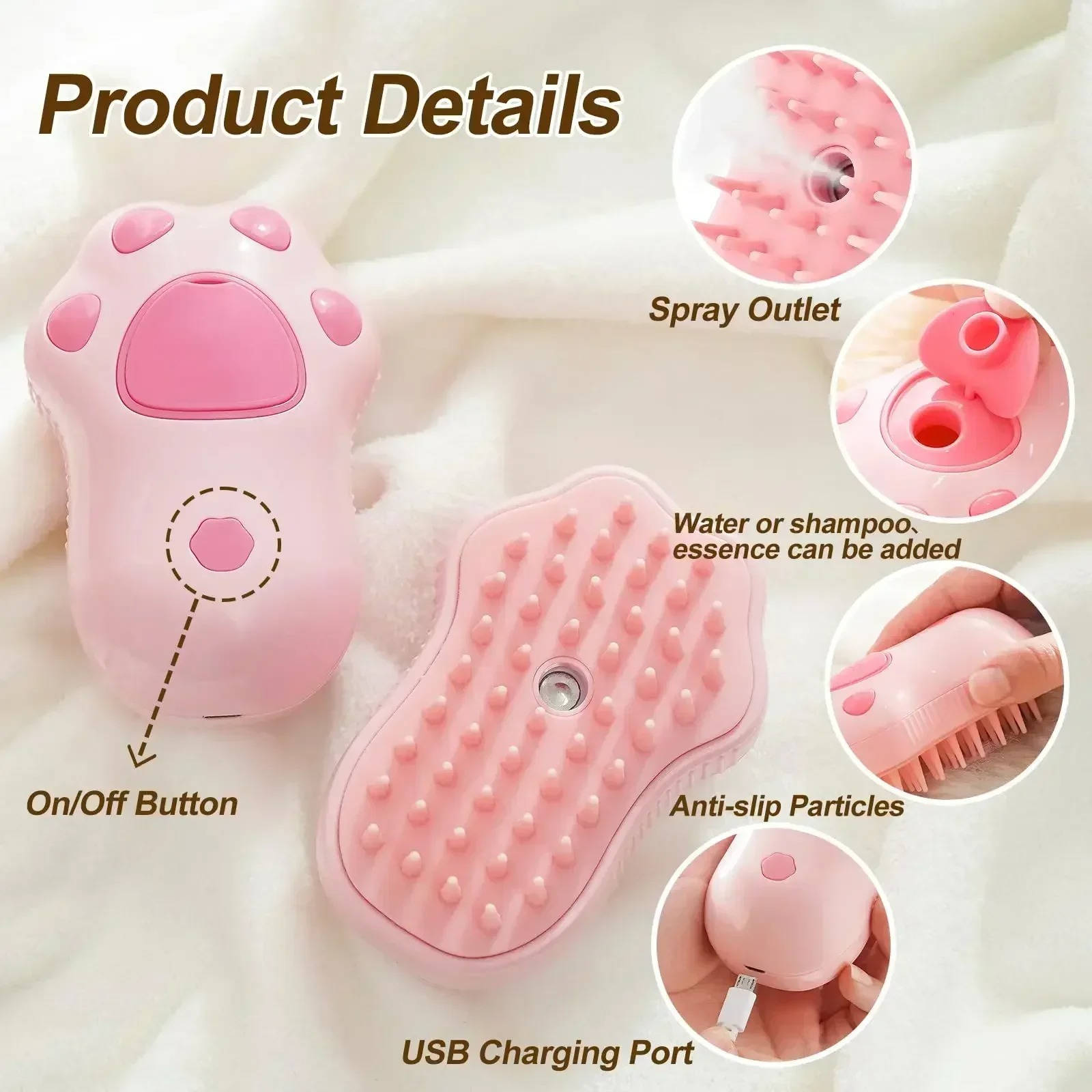 Steam Grooming Brush for Dogs and Cats