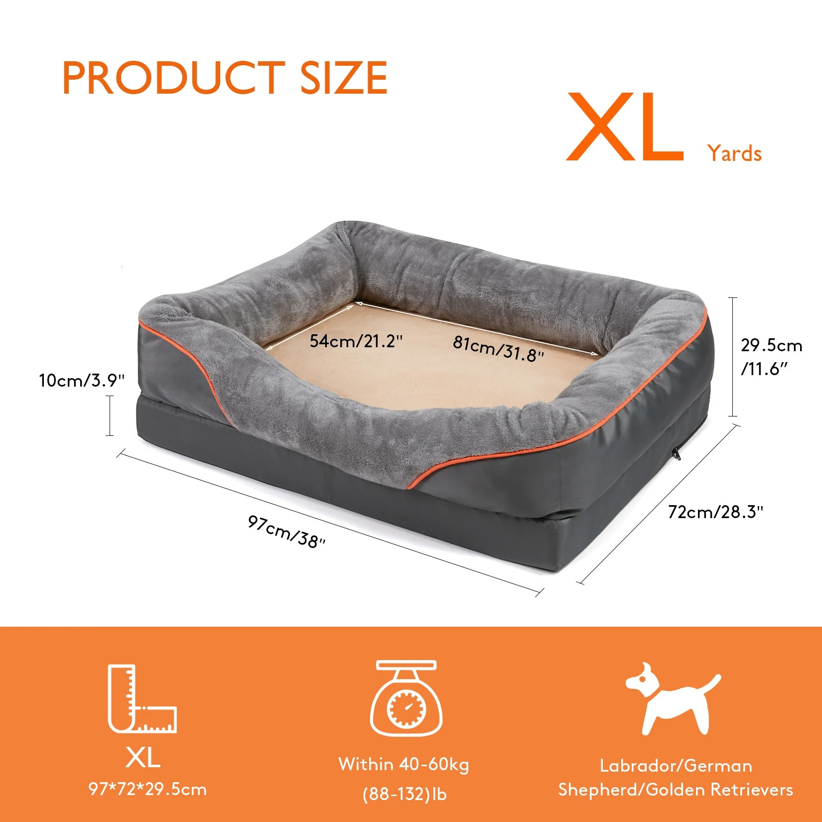 Orthopedic Foam Dog Bed with Raised Sides