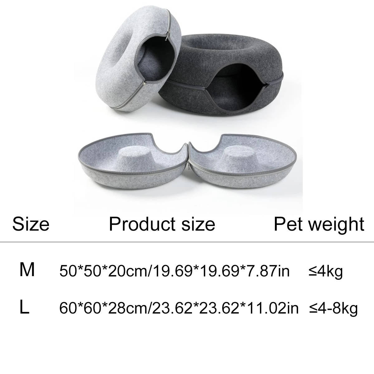 Convertible Donut Tunnel Bed for Cats